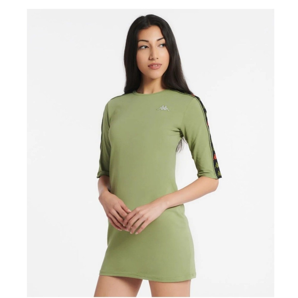Kappa 222 Banda Balni 3/4 Sleeve Skinfit Pullover Mini Green Women's Dress.